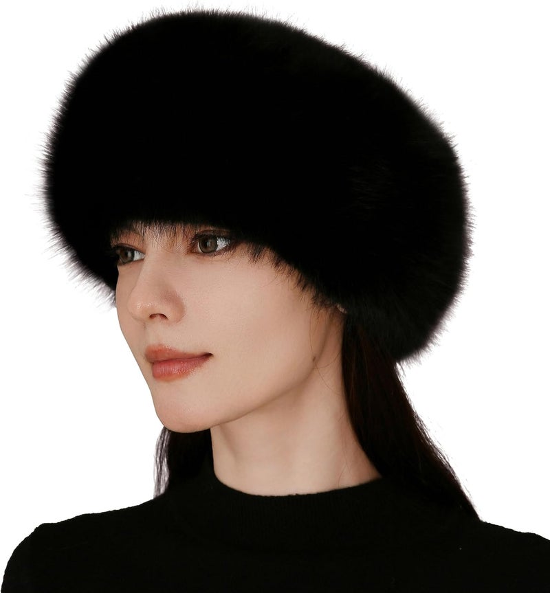 Roniky Women's Faux Fur Headband with Stretch Earwarmer, Winter ski Headband - Image 1